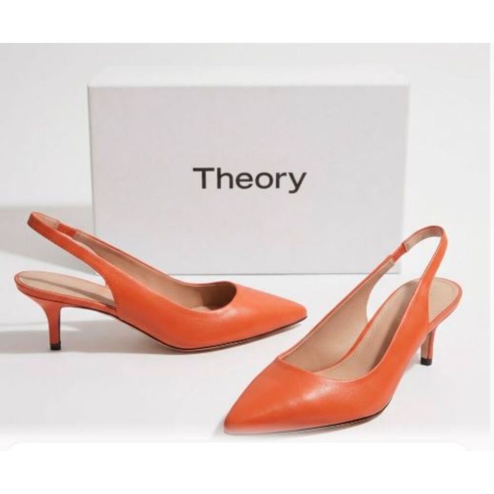 Theory Women's Leather Slightback Kitten Heel Pumps NWT 398 Sz 37